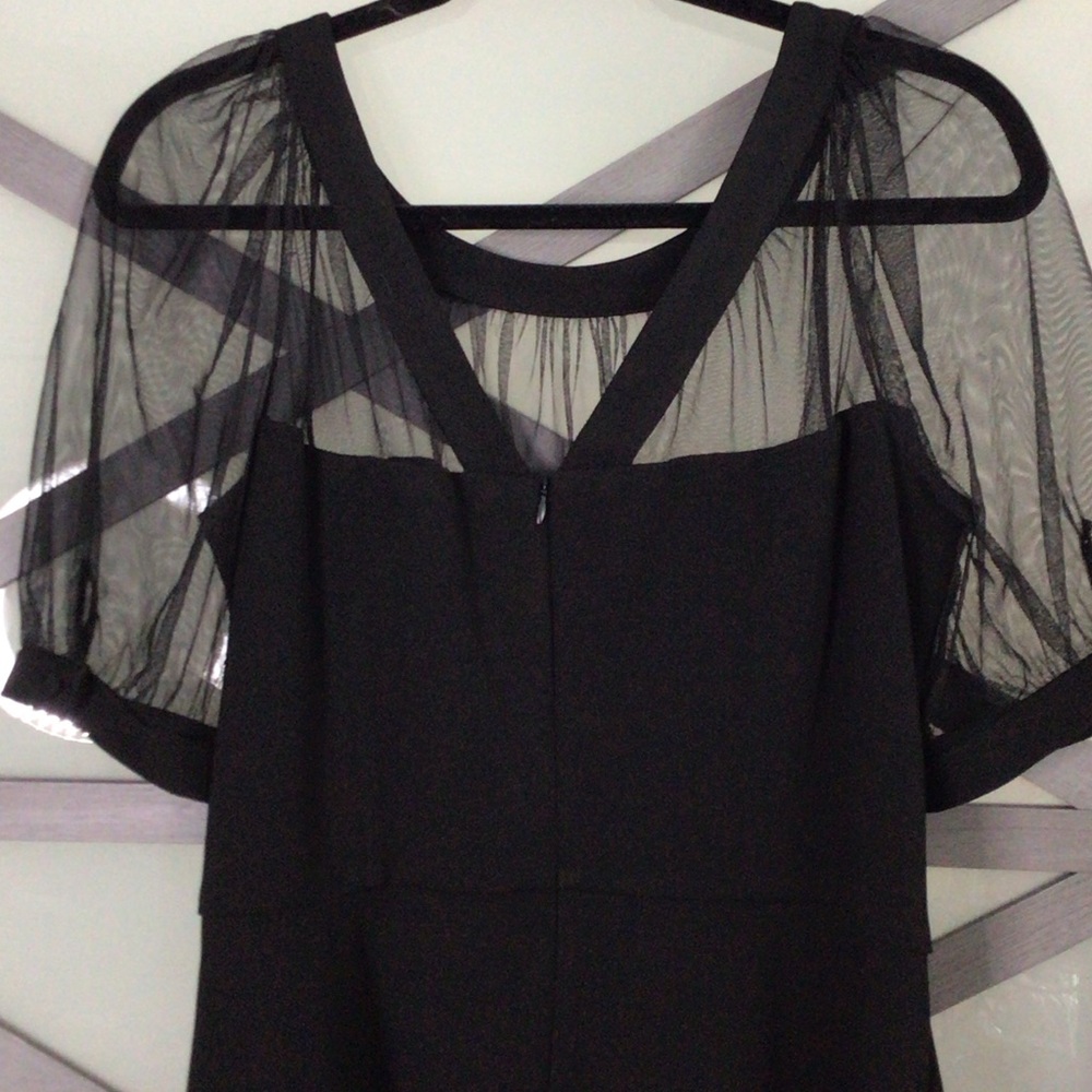 Maggy London Black Dress with Sheer Sleeves - Picture 9 of 12